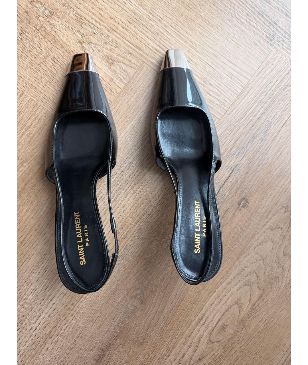 SAINT LAURENT Черные мюли из лакированной кожи, фото 3