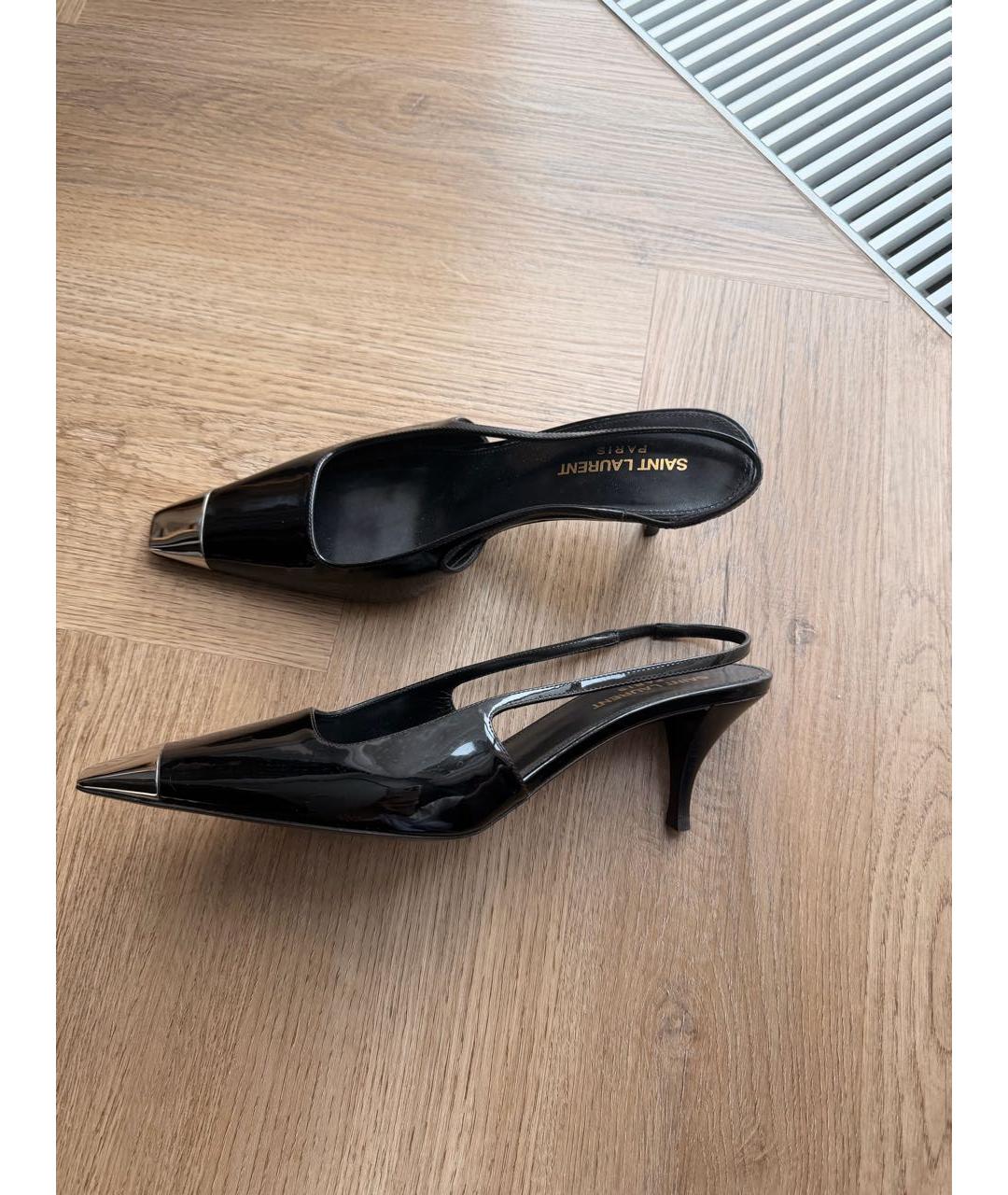 SAINT LAURENT Черные мюли из лакированной кожи, фото 9