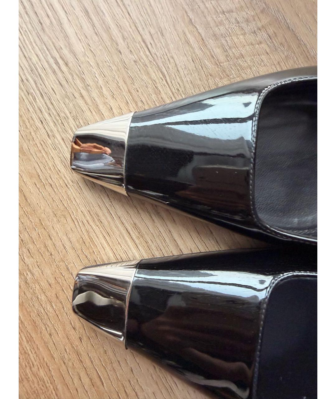 SAINT LAURENT Черные мюли из лакированной кожи, фото 5