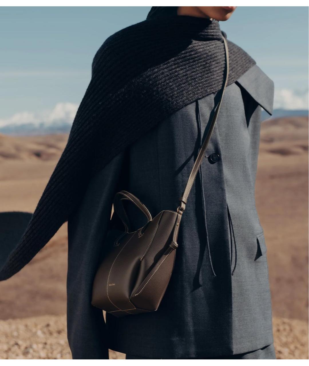 POLENE Коричневая кожаная сумка тоут, фото 3