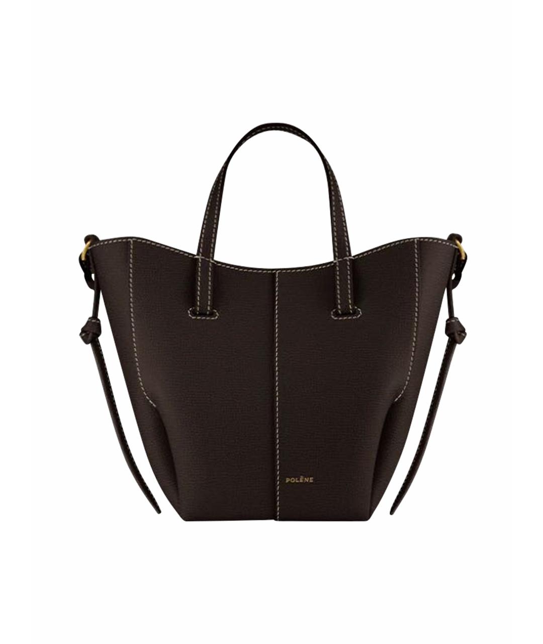 POLENE Коричневая кожаная сумка тоут, фото 1