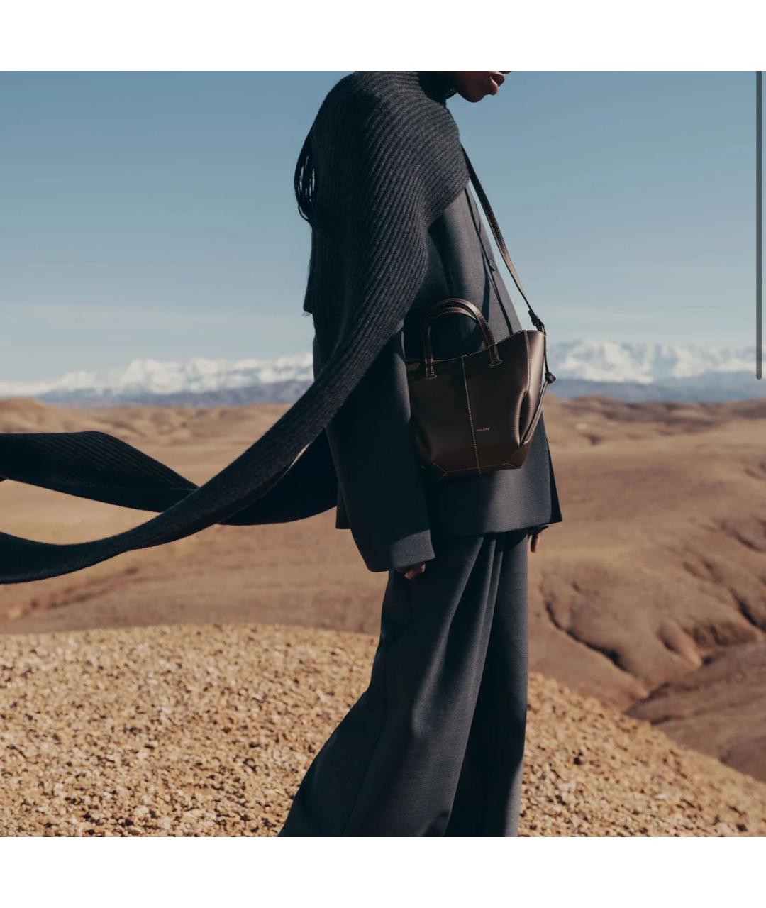 POLENE Коричневая кожаная сумка тоут, фото 2