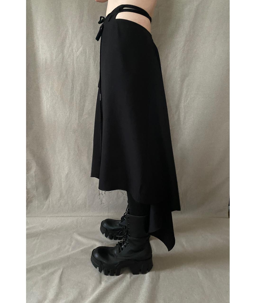 ANN DEMEULEMEESTER Черная шерстяная юбка миди, фото 3