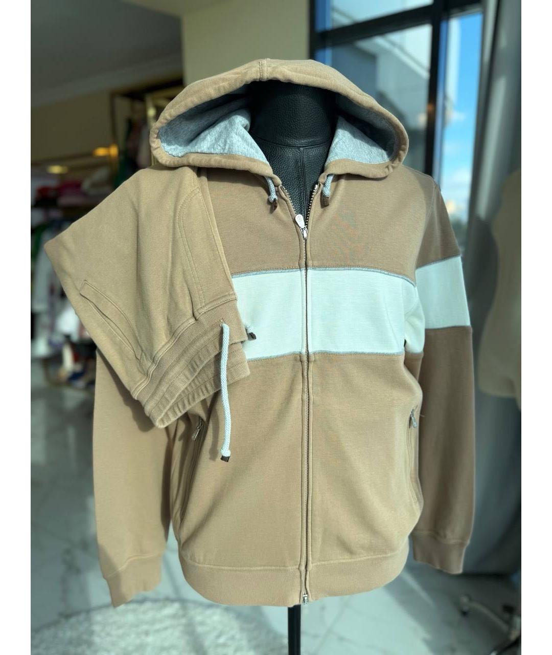 BRUNELLO CUCINELLI Бежевый хлопковый спортивный костюм, фото 9