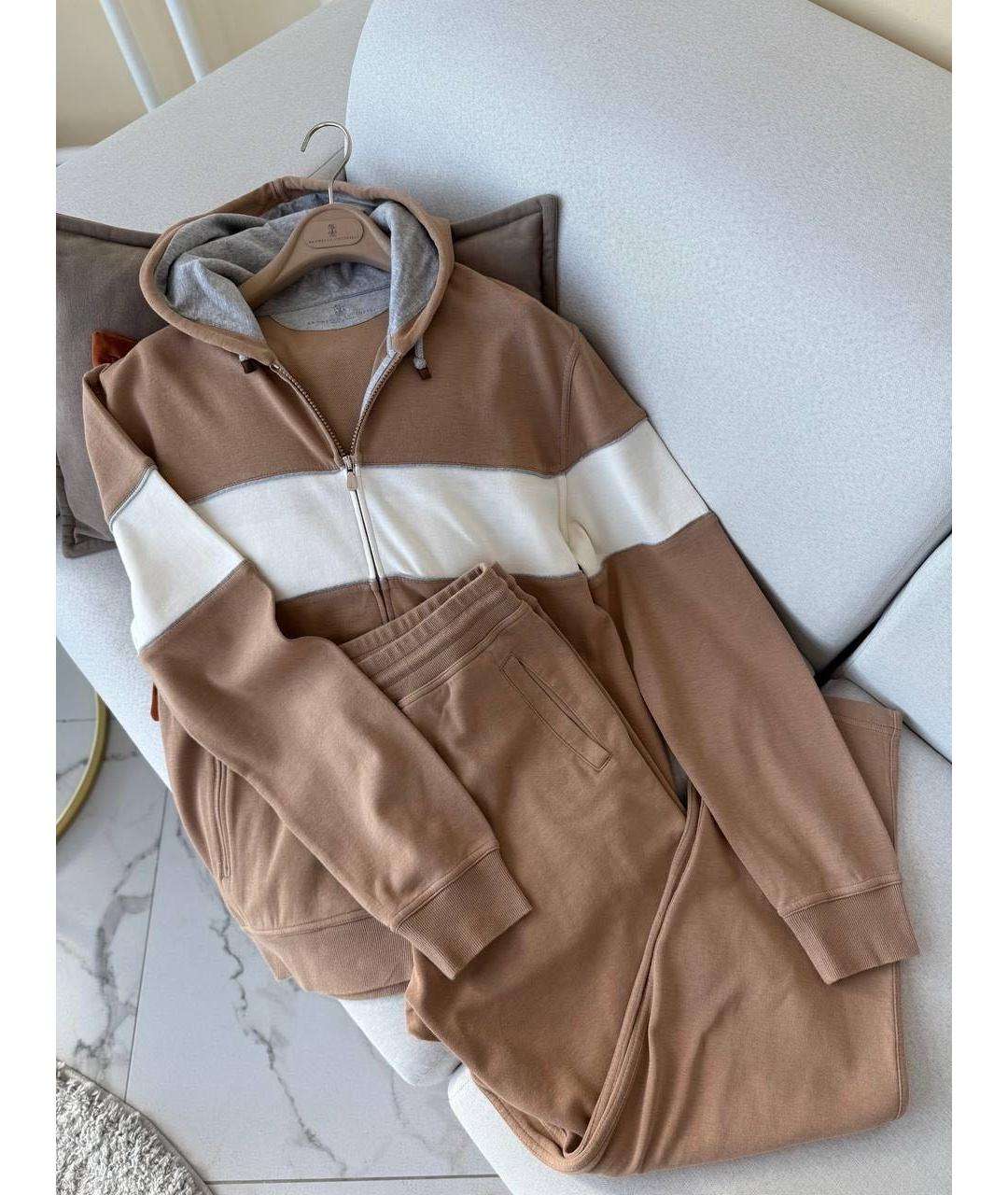 BRUNELLO CUCINELLI Бежевый хлопковый спортивный костюм, фото 5