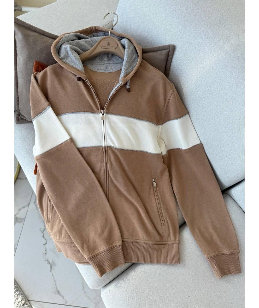 BRUNELLO CUCINELLI Бежевый хлопковый спортивный костюм, фото 6