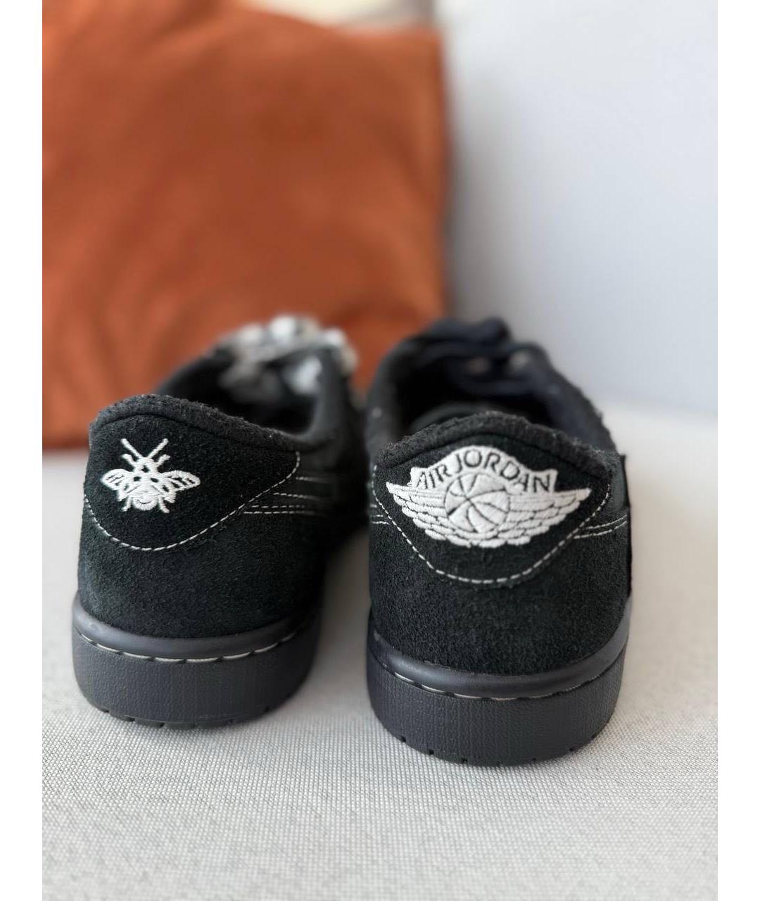 JORDAN Серые кожаные низкие кроссовки / кеды, фото 3