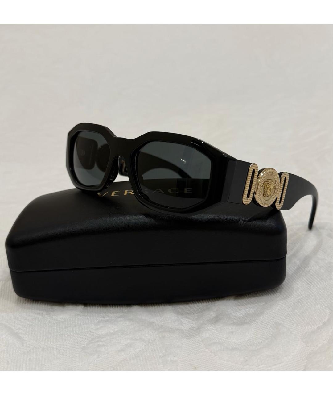 VERSACE Черные пластиковые солнцезащитные очки, фото 5