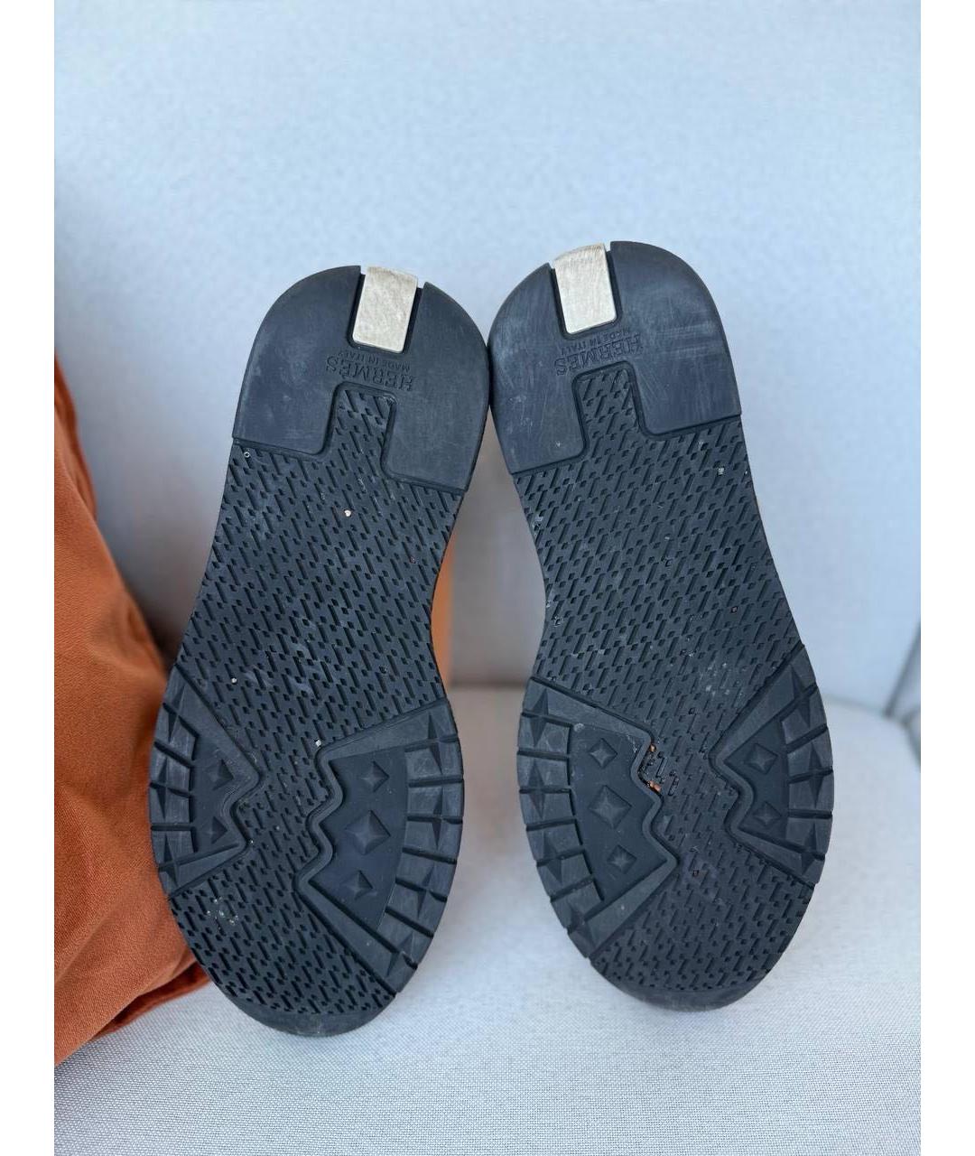 HERMES Коричневые кожаные низкие кроссовки / кеды, фото 8