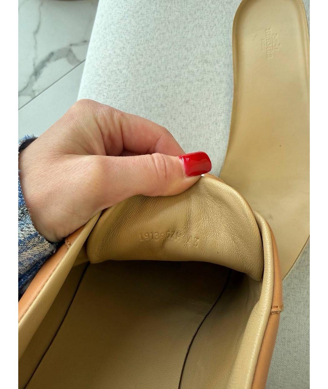 HERMES Коричневые кожаные низкие кроссовки / кеды, фото 5