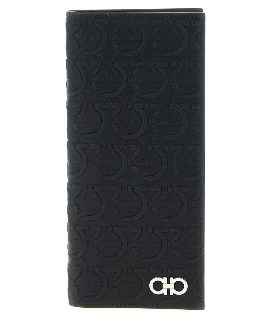 FERRAGAMO Черный кожаный кошелек, фото 1