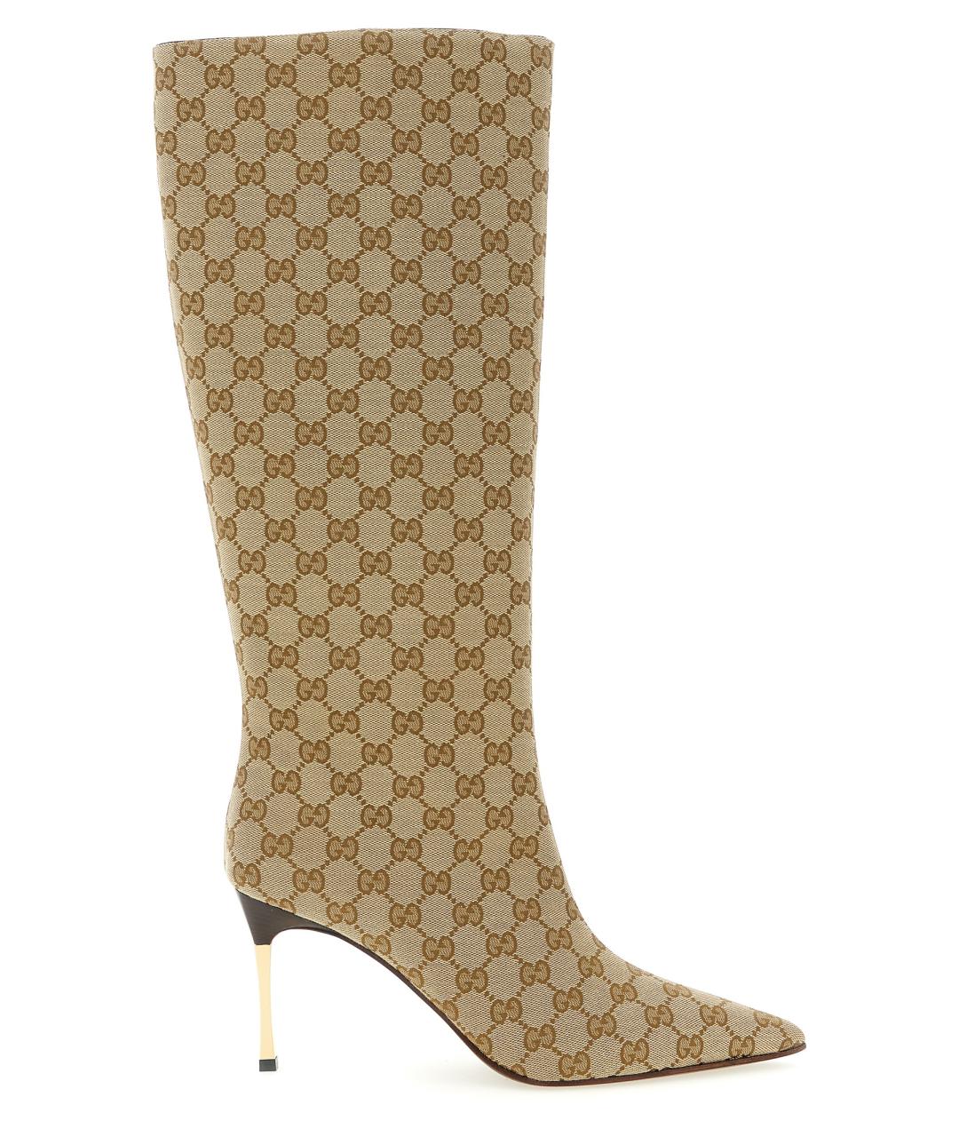 GUCCI Бежевые текстильные сапоги, фото 1