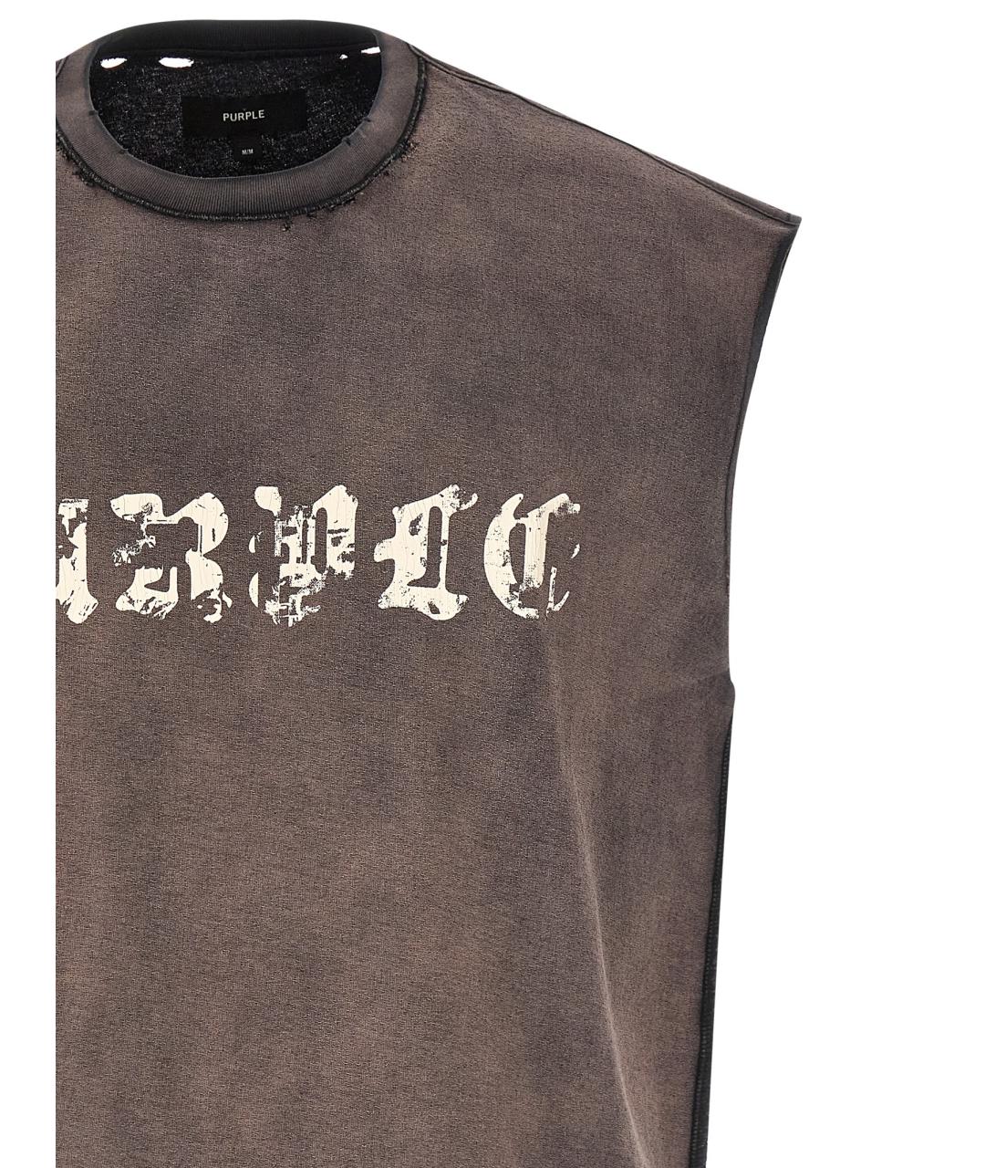 PURPLE Серая хлопковая майка, фото 3