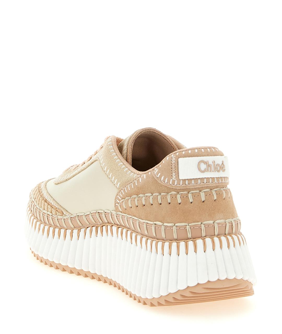 CHLOE Бежевые кожаные кроссовки, фото 3