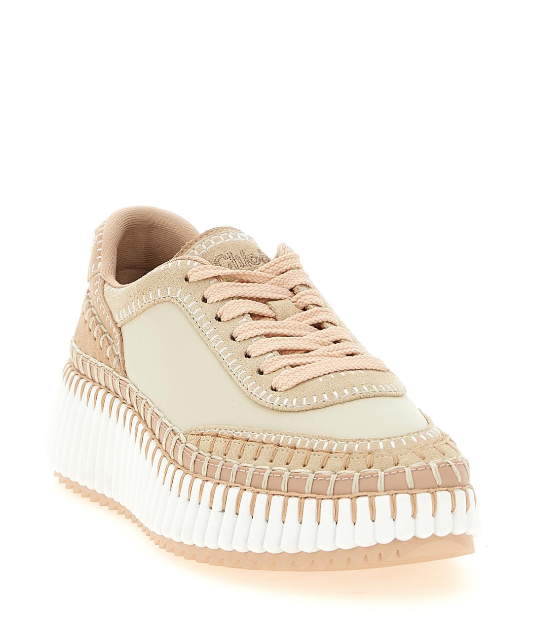 CHLOE Бежевые кожаные кроссовки, фото 2