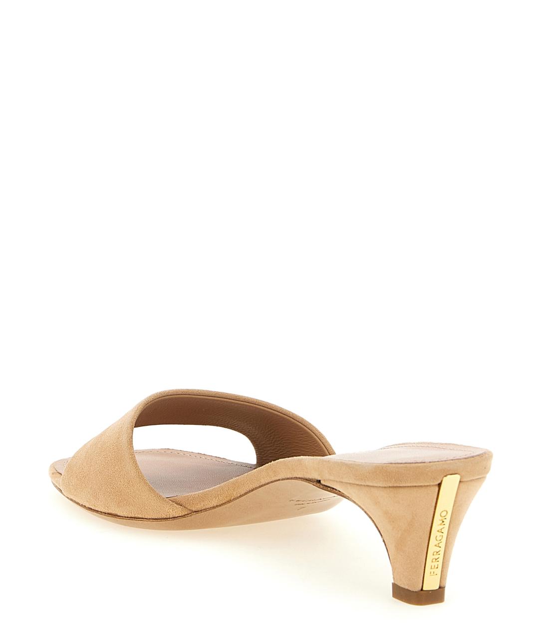 FERRAGAMO Бежевые замшевые мюли, фото 3