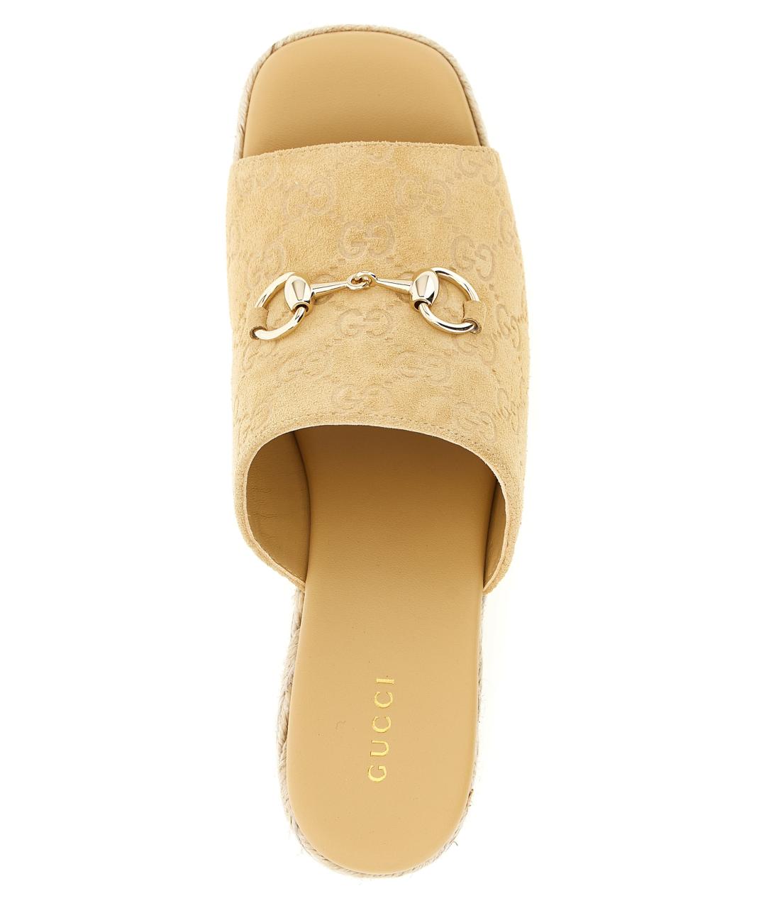 GUCCI Бежевые замшевые сабо, фото 4