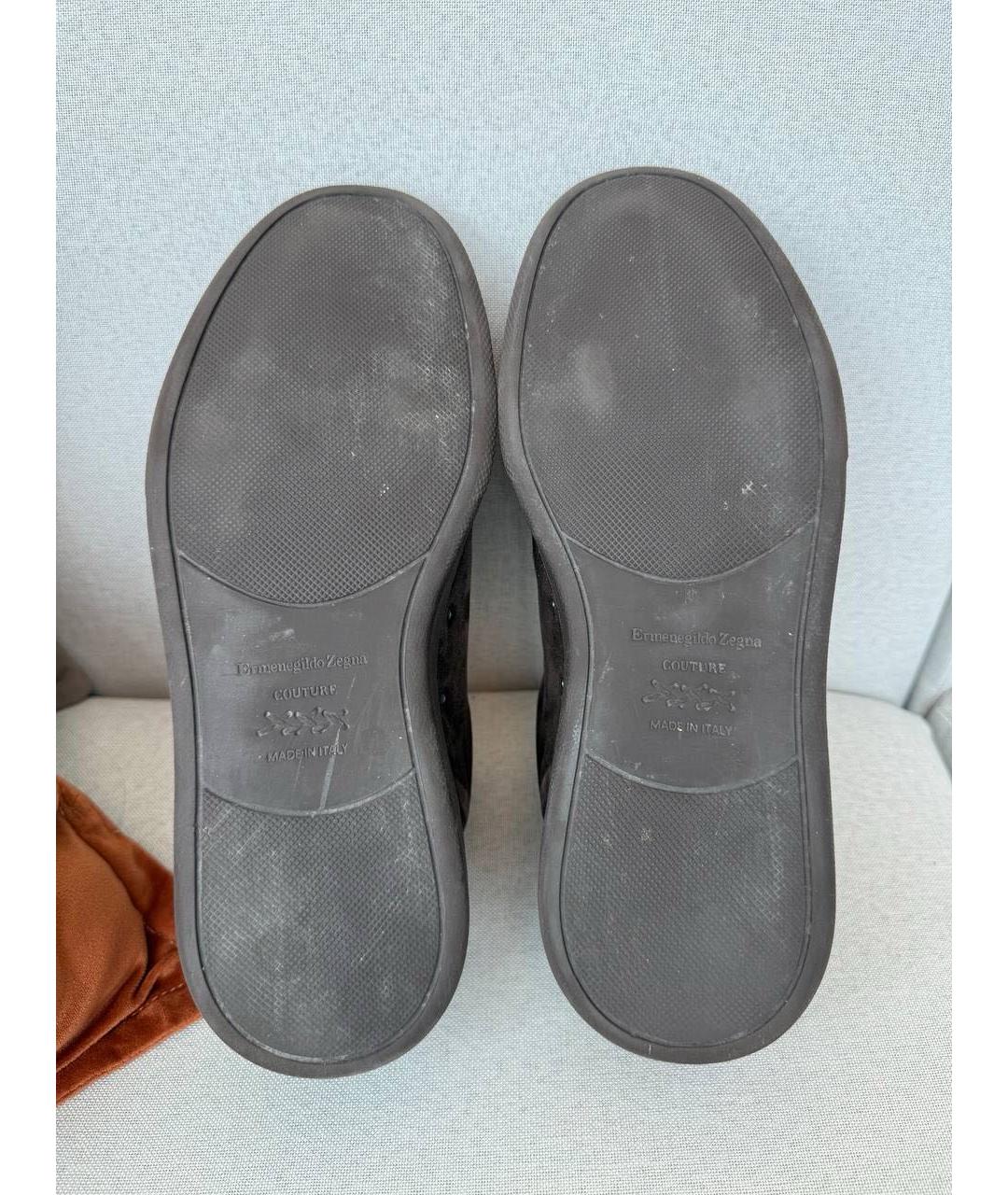 ERMENEGILDO ZEGNA XXX Коричневые кожаные низкие кроссовки / кеды, фото 5