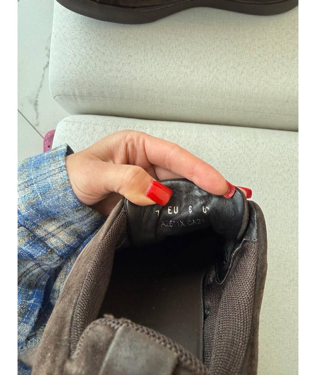 ERMENEGILDO ZEGNA XXX Коричневые кожаные низкие кроссовки / кеды, фото 6