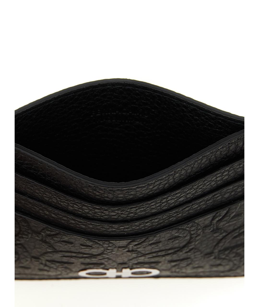 FERRAGAMO Черный кожаный кардхолдер, фото 3