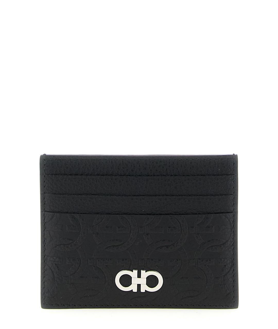 FERRAGAMO Черный кожаный кардхолдер, фото 1