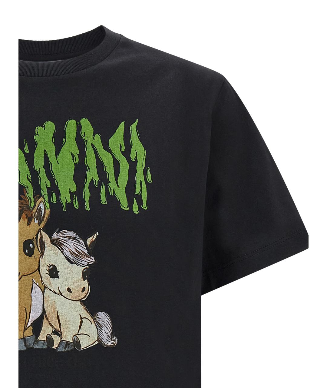 GANNI Черная хлопковая футболка, фото 3