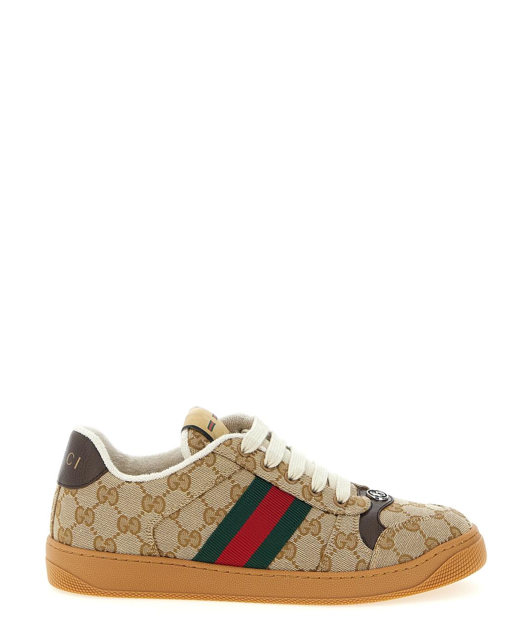 GUCCI Бежевые текстильные кеды, фото 1