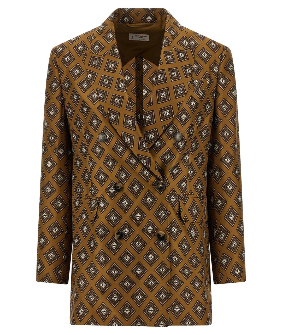 ALBERTO BIANI Коричневый шелковый жакет/пиджак, фото 1