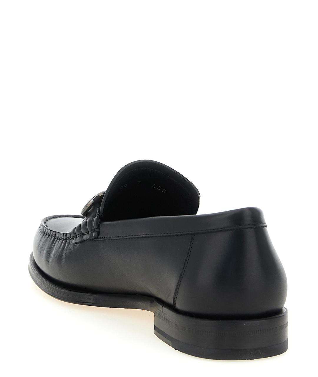 FERRAGAMO Черные кожаные лоферы, фото 3