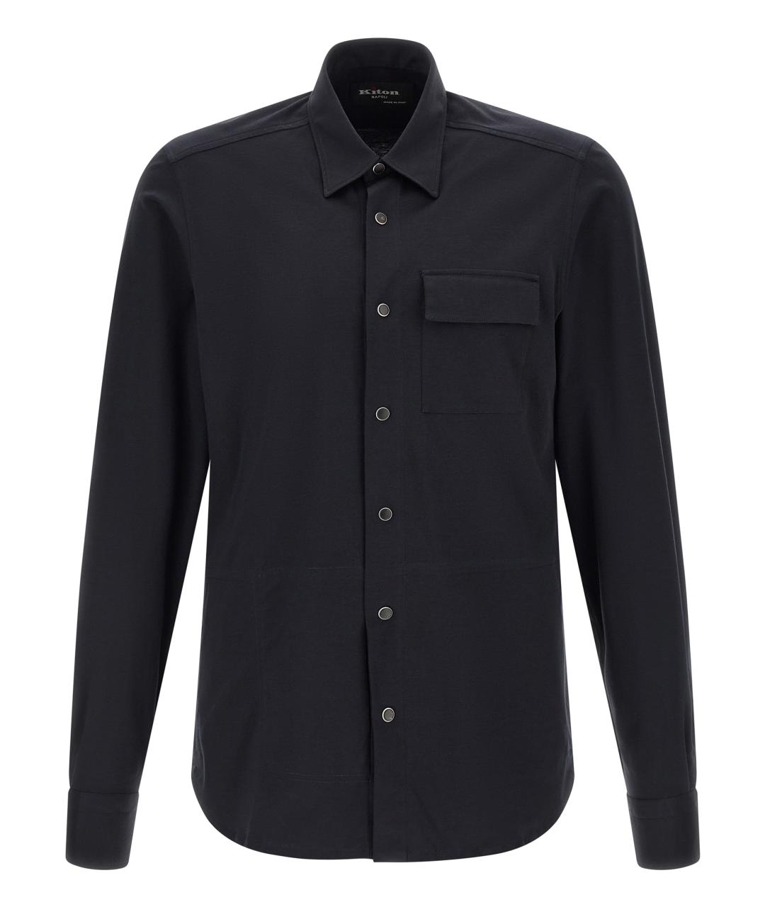KITON Темно-синяя хлопковая кэжуал рубашка, фото 1