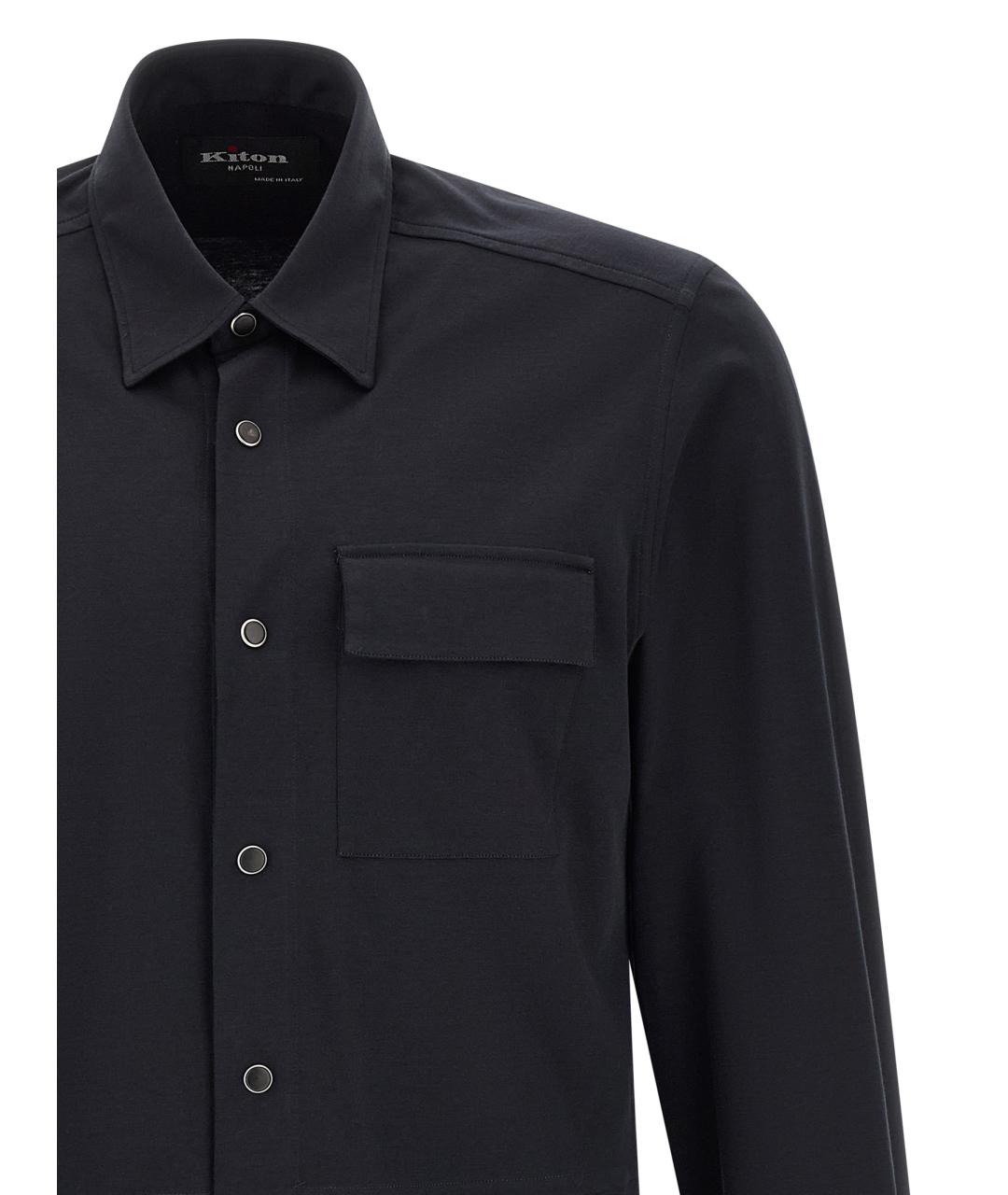 KITON Темно-синяя хлопковая кэжуал рубашка, фото 3