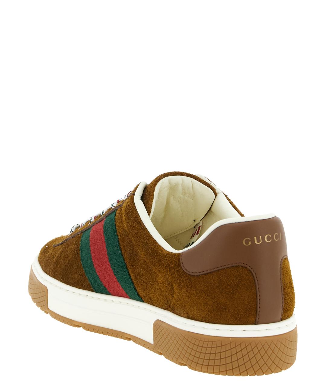 GUCCI Коричневые замшевые низкие кроссовки / кеды, фото 3
