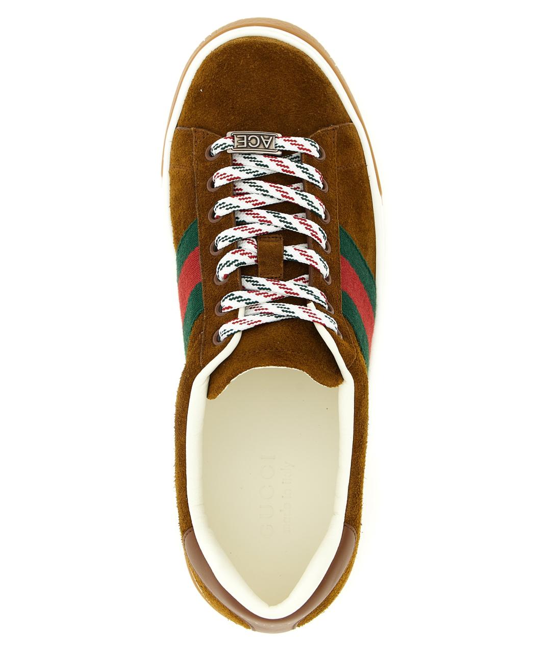 GUCCI Коричневые замшевые низкие кроссовки / кеды, фото 4