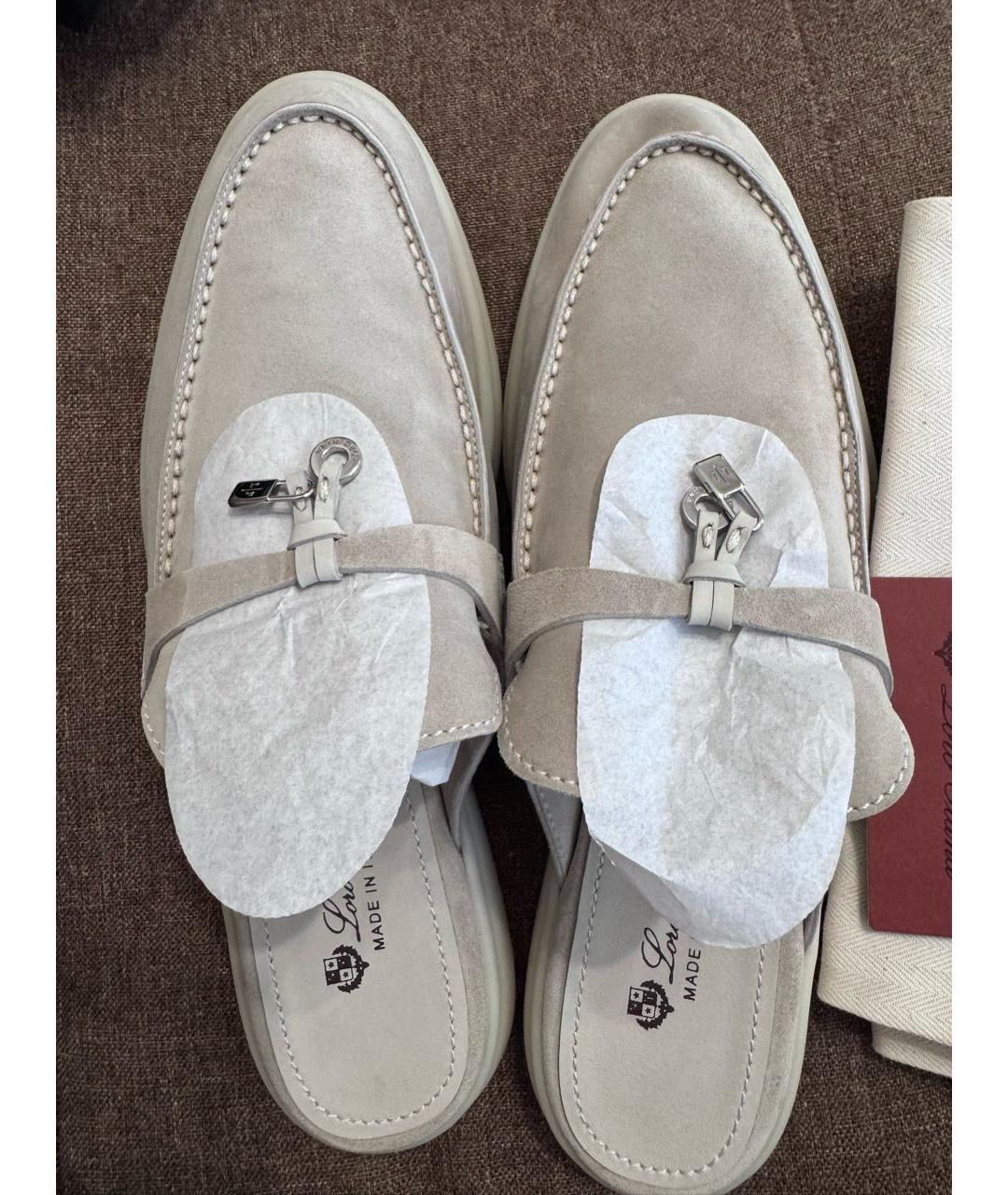 LORO PIANA Бежевые замшевые лоферы, фото 4