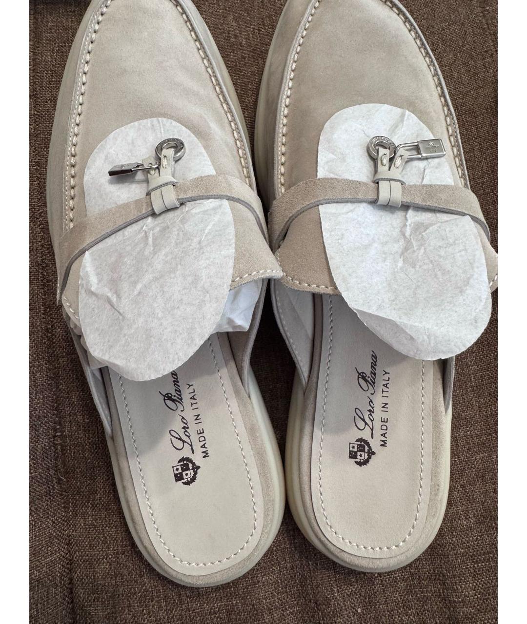 LORO PIANA Бежевые замшевые лоферы, фото 6