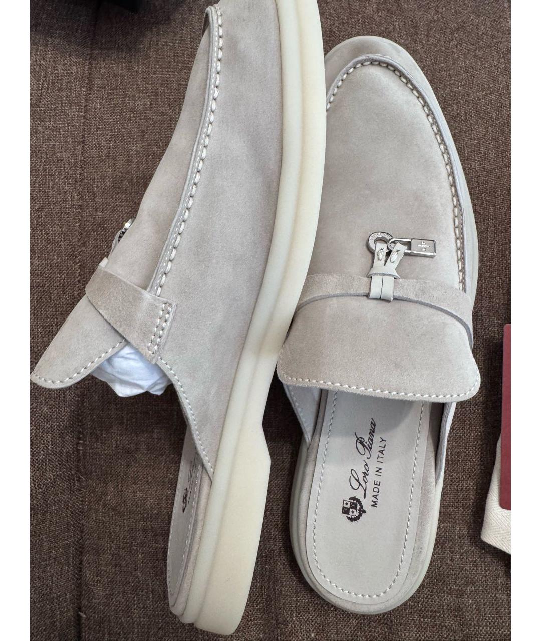 LORO PIANA Бежевые замшевые лоферы, фото 5