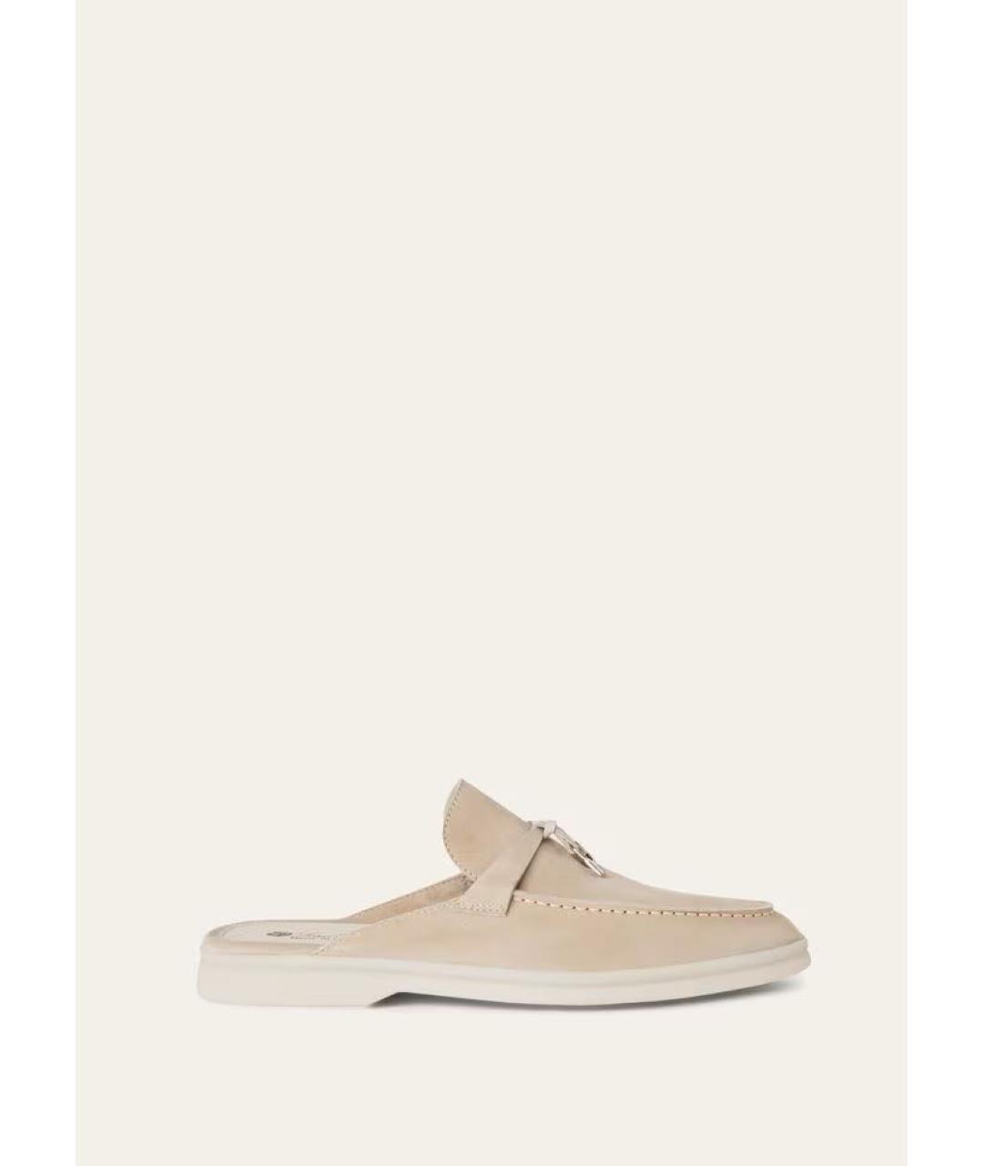 LORO PIANA Бежевые замшевые лоферы, фото 9