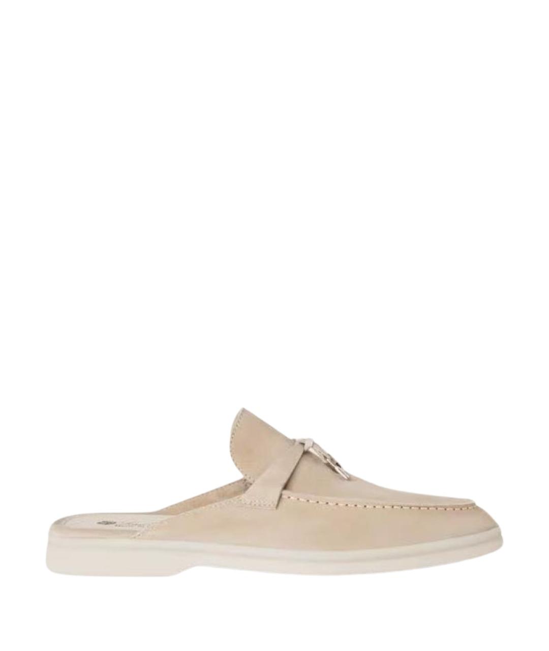LORO PIANA Бежевые замшевые лоферы, фото 1