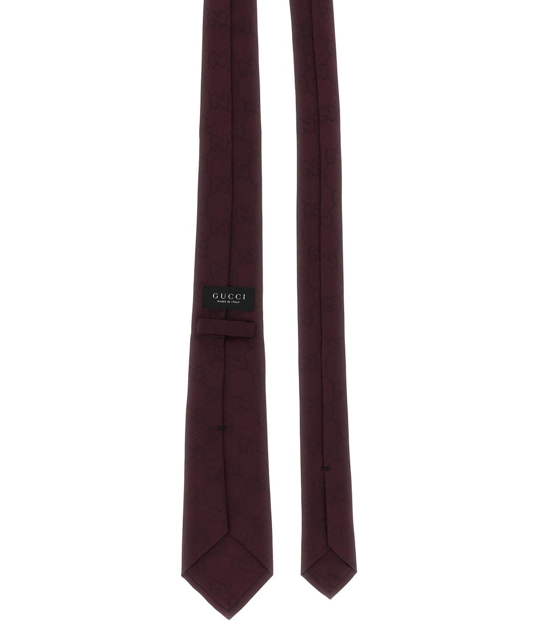 GUCCI Бордовый шелковый галстук, фото 2