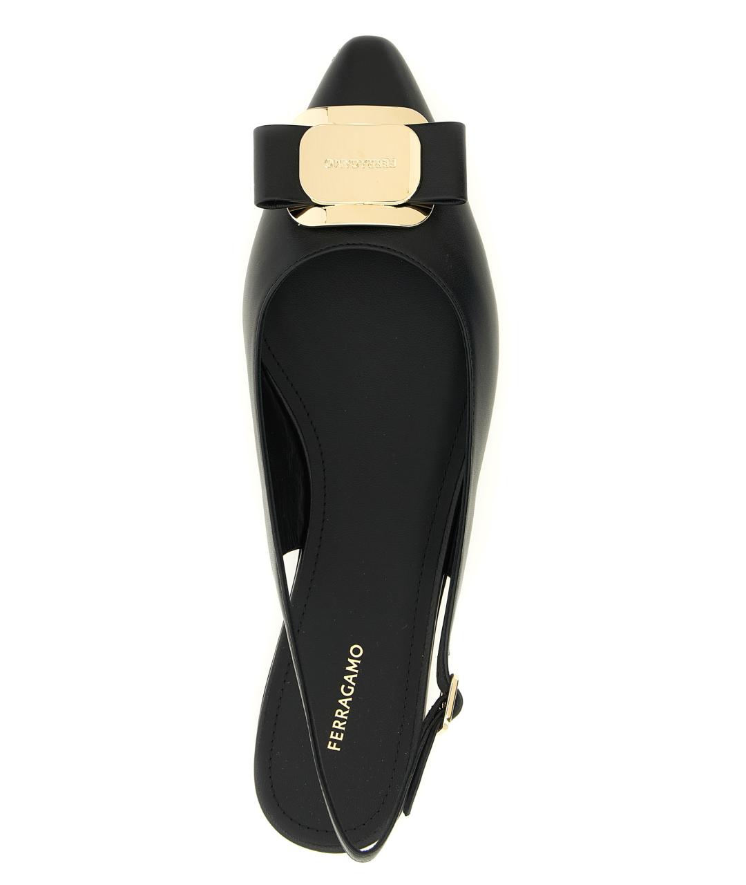 FERRAGAMO Черные кожаные балетки, фото 4