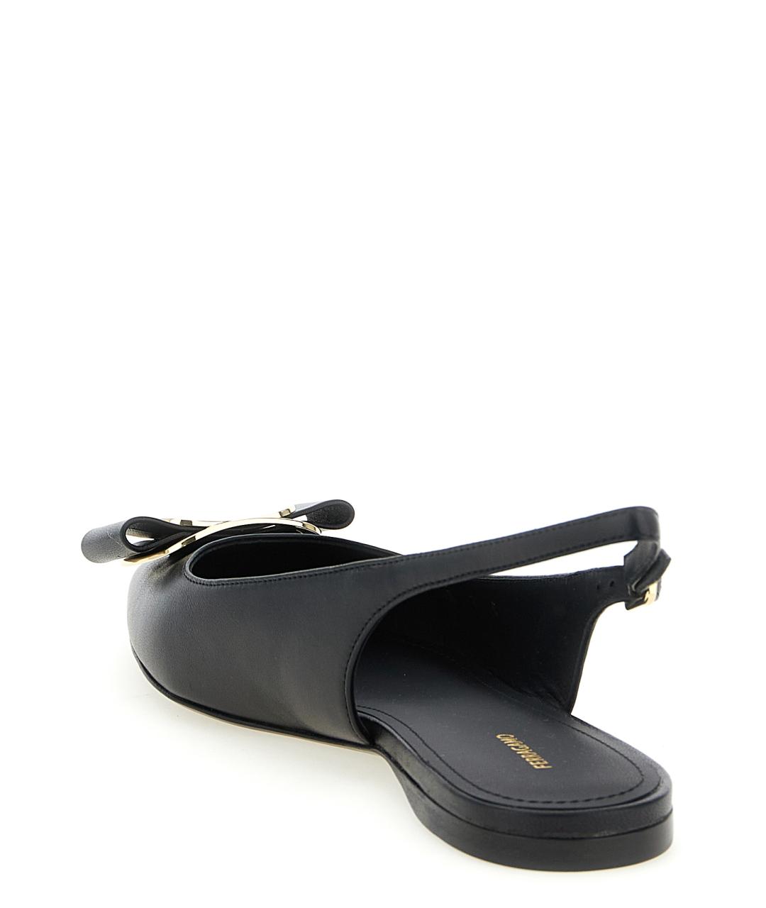 FERRAGAMO Черные кожаные балетки, фото 3