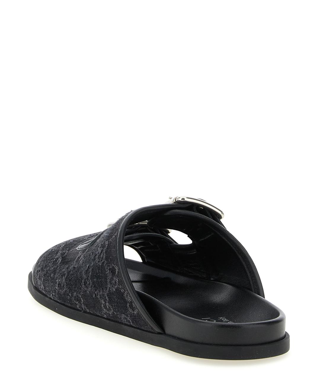 GUCCI Черные текстильные шлепанцы, фото 3