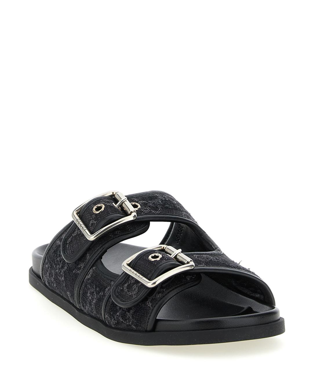 GUCCI Черные текстильные шлепанцы, фото 2