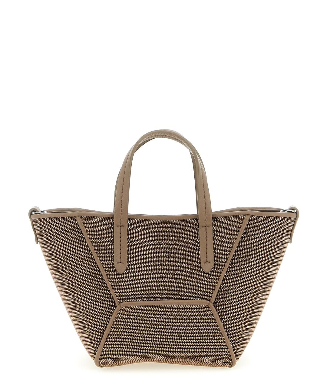 BRUNELLO CUCINELLI Коричневая кожаная сумка тоут, фото 1