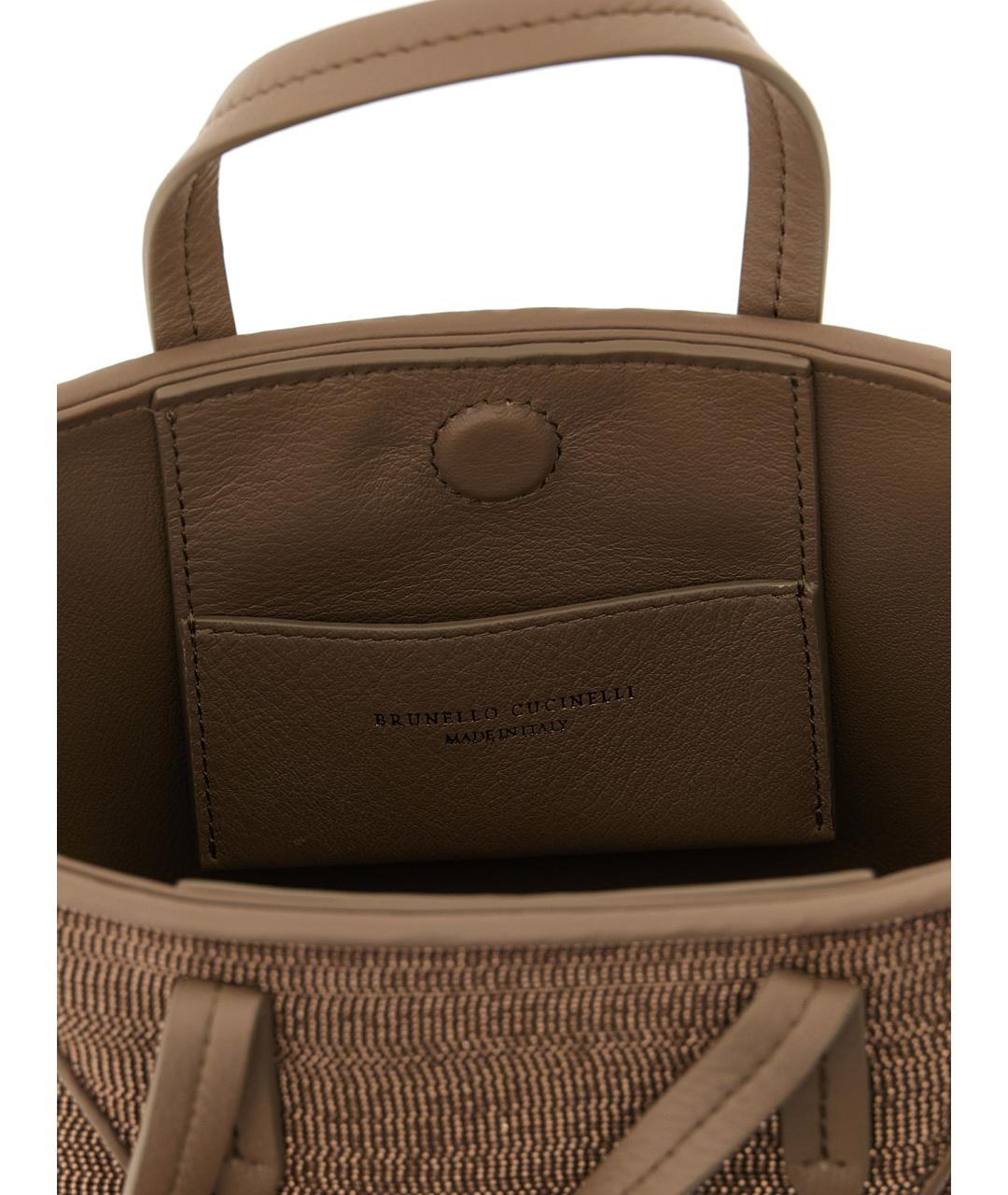 BRUNELLO CUCINELLI Коричневая кожаная сумка тоут, фото 4