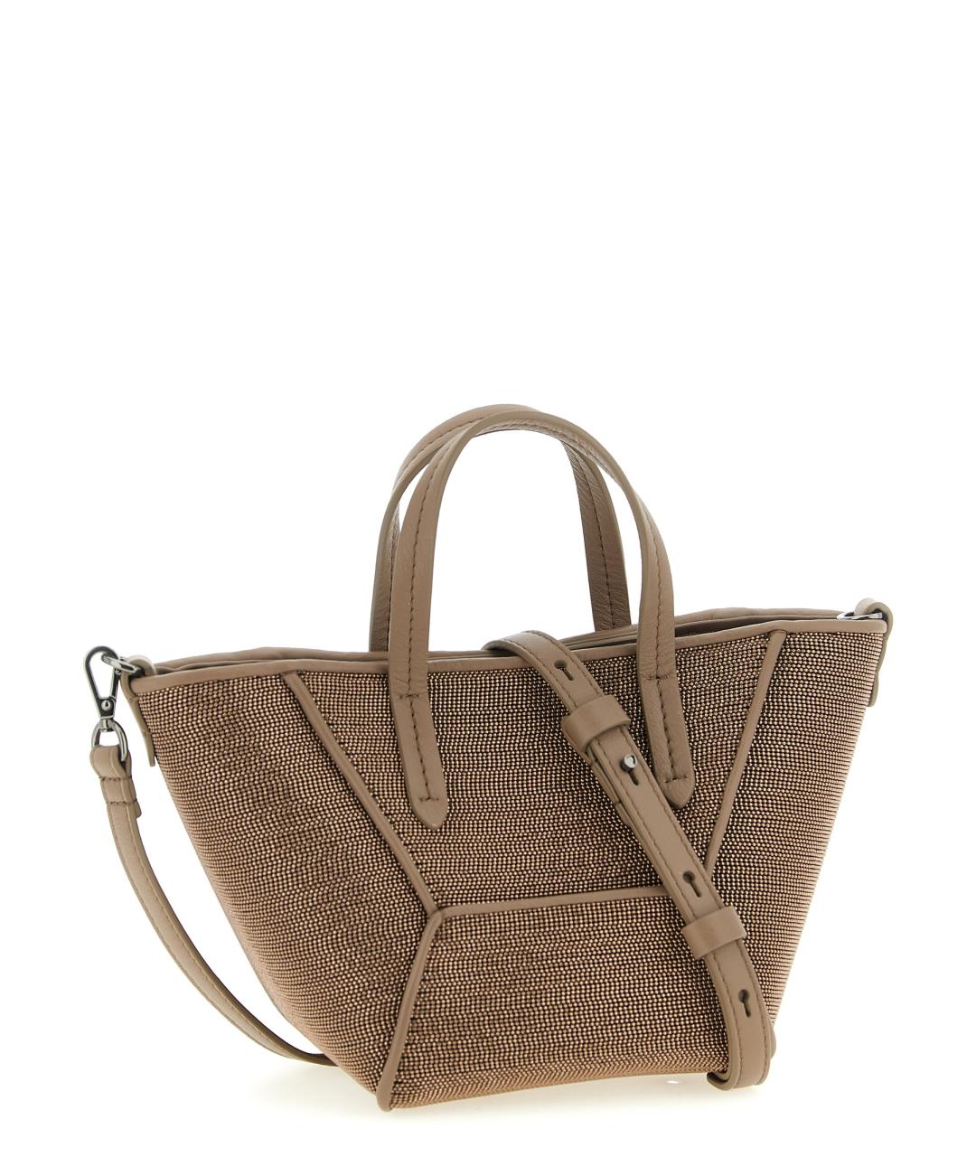 BRUNELLO CUCINELLI Коричневая кожаная сумка тоут, фото 2