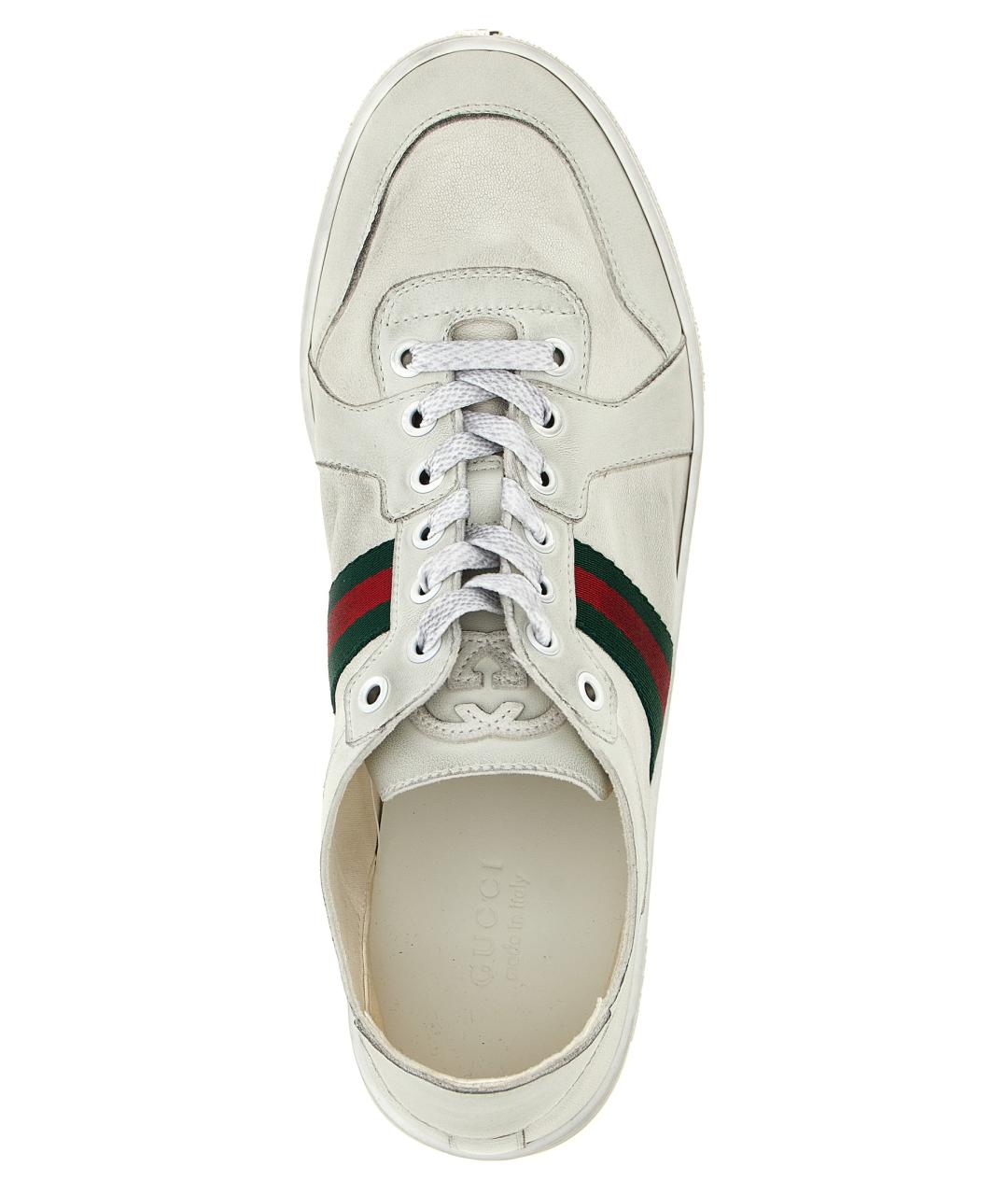 GUCCI Белые кожаные кроссовки, фото 4