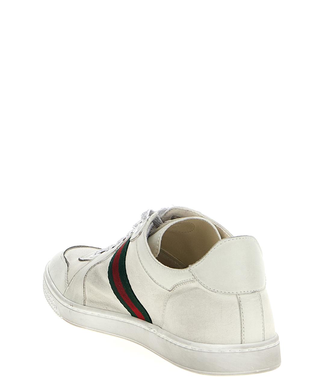 GUCCI Белые кожаные кроссовки, фото 3