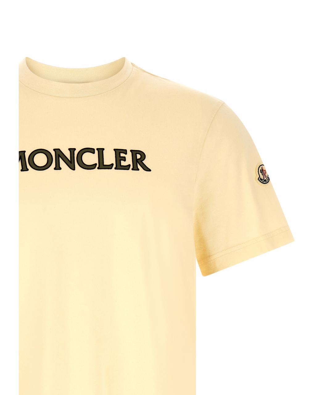 MONCLER Бежевая хлопковая футболка, фото 3