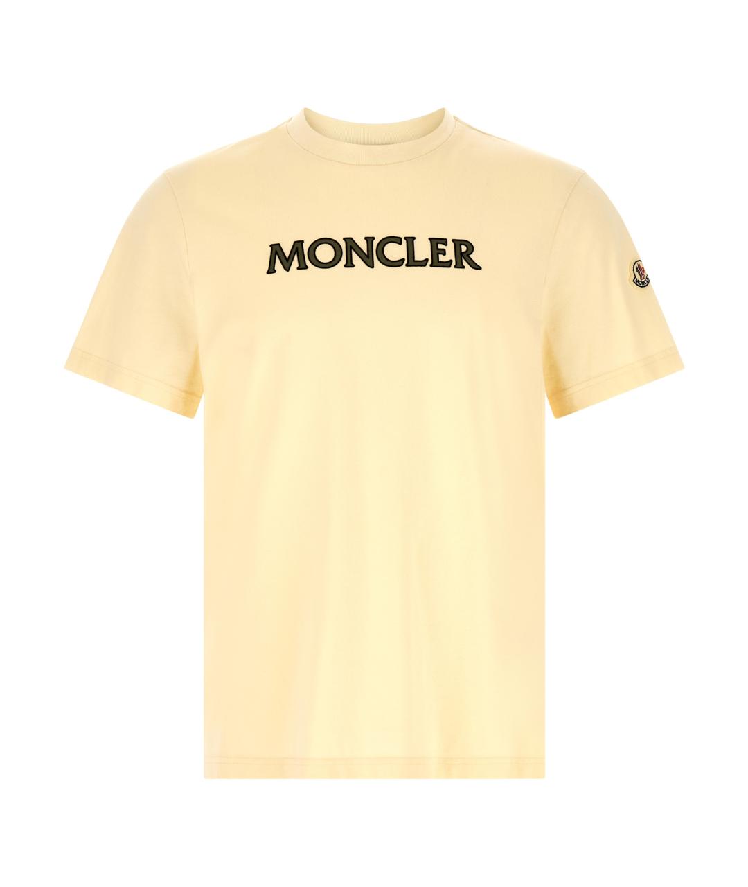 MONCLER Бежевая хлопковая футболка, фото 1